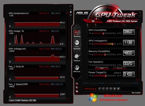 Skærmbillede ASUS GPU Tweak Windows 7