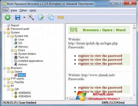 Skærmbillede Multi Password Recovery Windows 7