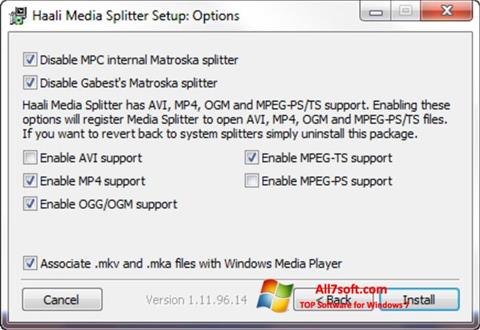 Skærmbillede Haali Media Splitter Windows 7