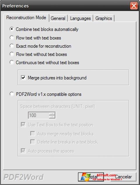Skærmbillede PDF2Word Windows 7