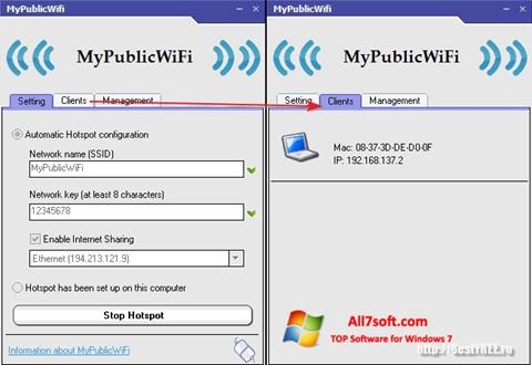 Skærmbillede MyPublicWiFi Windows 7