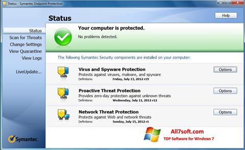 Skærmbillede Symantec Endpoint Protection Windows 7
