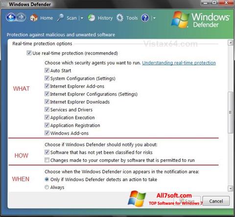 Skærmbillede Windows Defender Windows 7