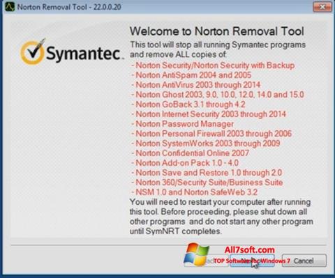 Skærmbillede Norton Removal Tool Windows 7