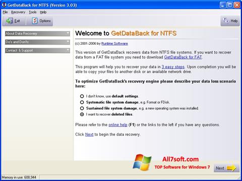 Skærmbillede GetDataBack Windows 7