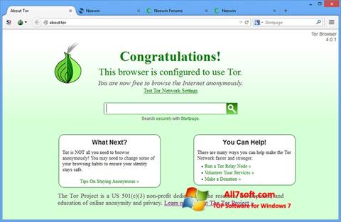Skærmbillede Tor Windows 7