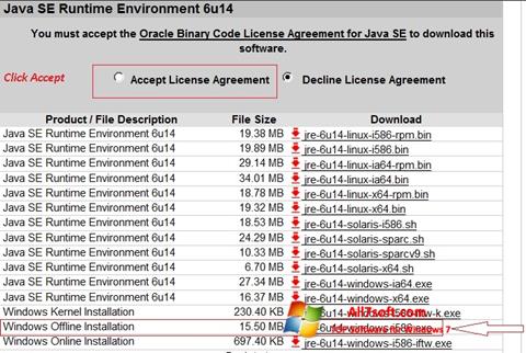 Skærmbillede Java Runtime Environment Windows 7