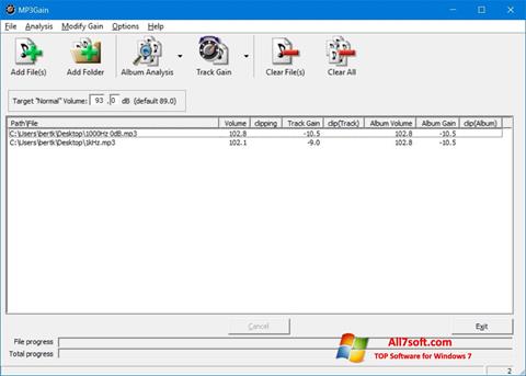Skærmbillede MP3Gain Windows 7