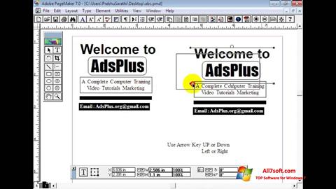 Skærmbillede Adobe PageMaker Windows 7