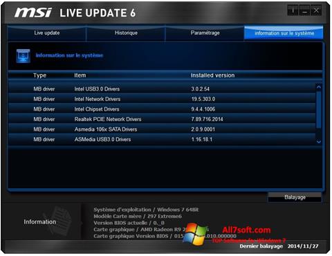 Skærmbillede MSI Live Update Windows 7