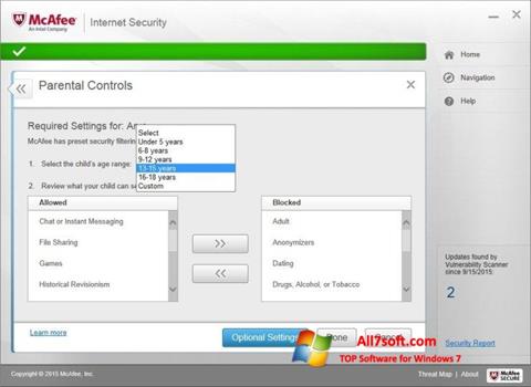 Skærmbillede McAfee Internet Security Windows 7