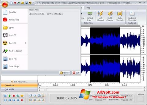 Skærmbillede Free Audio Editor Windows 7