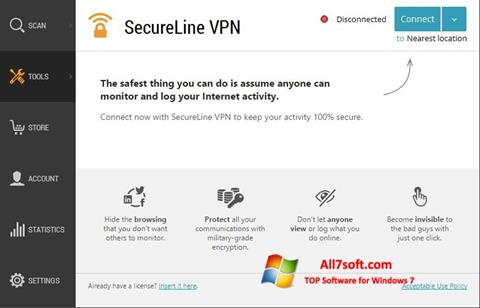 Skærmbillede Avast SecureLine VPN Windows 7