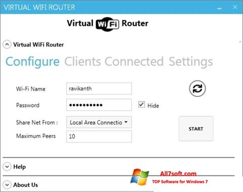 Skærmbillede Virtual WiFi Router Windows 7