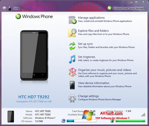 Skærmbillede Windows Phone Device Manager Windows 7
