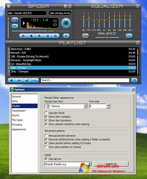Skærmbillede Spider Player Windows 7
