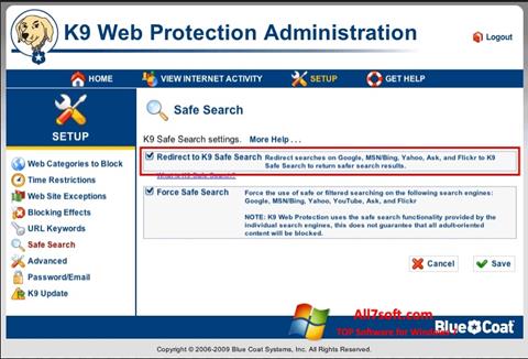 Skærmbillede K9 Web Protection Windows 7