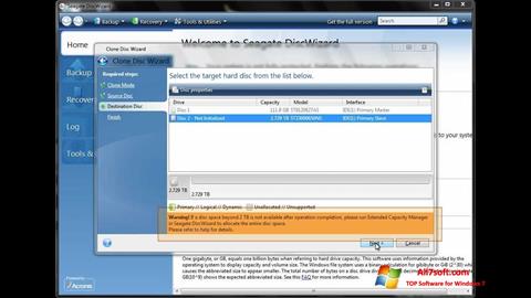 Skærmbillede Seagate DiscWizard Windows 7