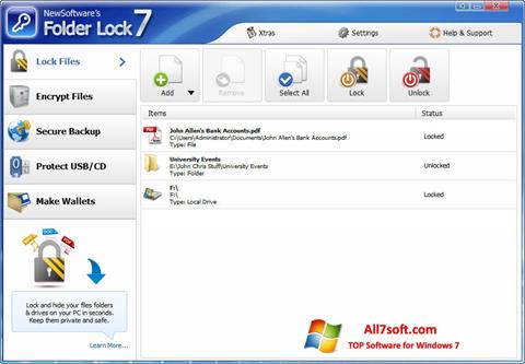 Skærmbillede Folder Lock Windows 7