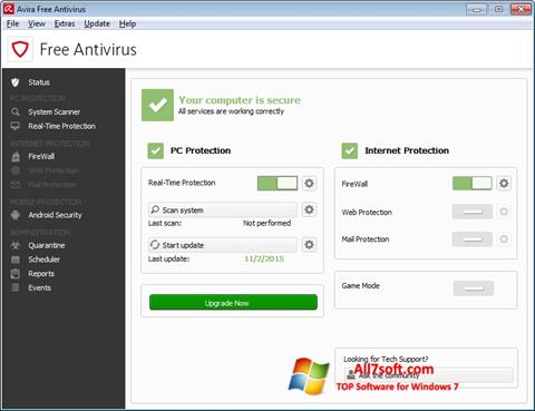 Skærmbillede Avira Free Antivirus Windows 7