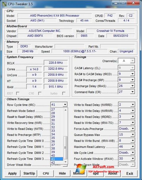 Skærmbillede CPU-Tweaker Windows 7