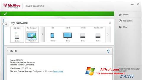 Skærmbillede McAfee Total Protection Windows 7