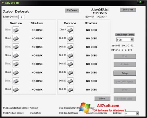 Skærmbillede AlcorMP Windows 7