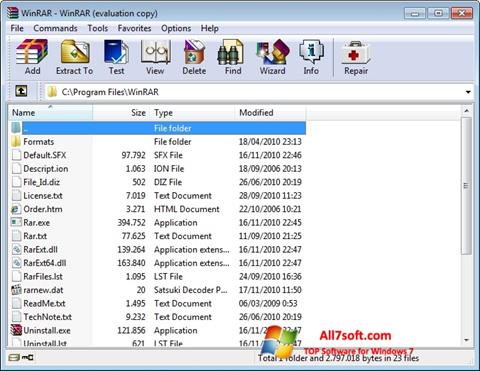 Skærmbillede WinRAR Windows 7