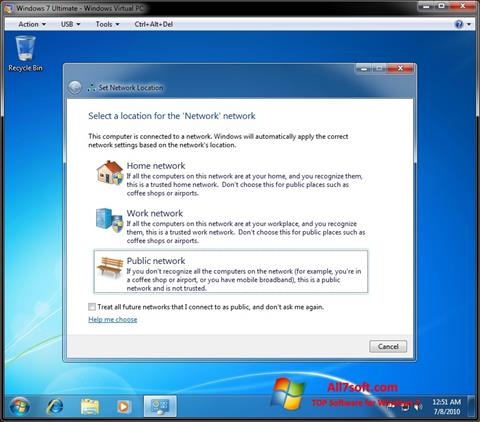 Skærmbillede Windows Virtual PC Windows 7