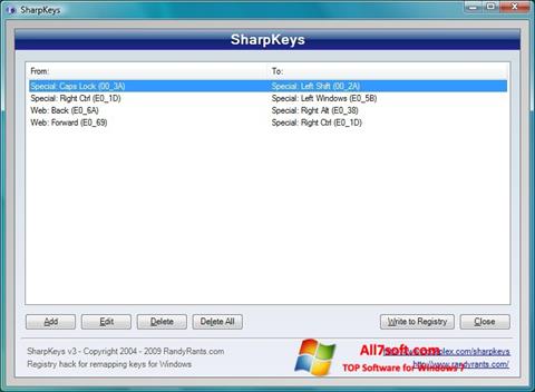Skærmbillede SharpKeys Windows 7