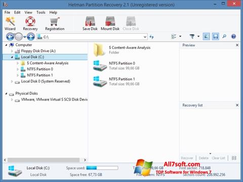 Skærmbillede Hetman Partition Recovery Windows 7