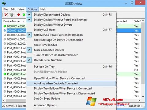 Skærmbillede USBDeview Windows 7