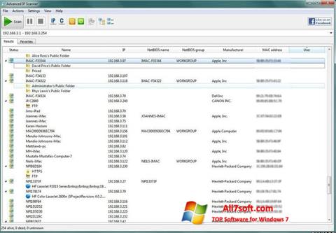 Skærmbillede Advanced IP Scanner Windows 7