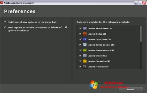 Skærmbillede Adobe Application Manager Windows 7