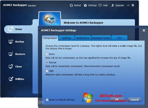 Skærmbillede AOMEI Backupper Windows 7