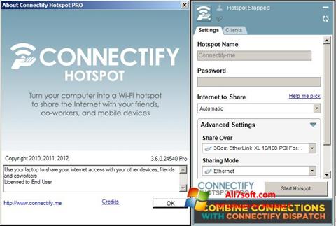 Skærmbillede Connectify Hotspot PRO Windows 7