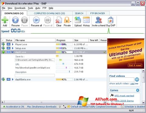 Skærmbillede Download Accelerator Plus Windows 7