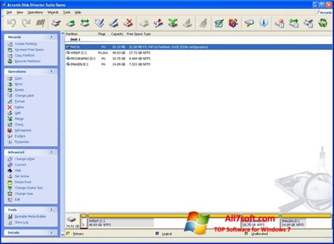 Skærmbillede Acronis Disk Director Suite Windows 7