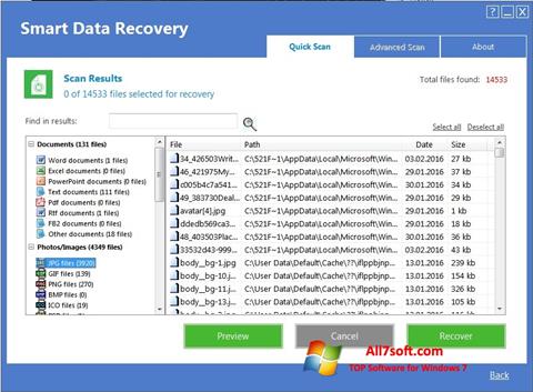 Skærmbillede Smart Data Recovery Windows 7