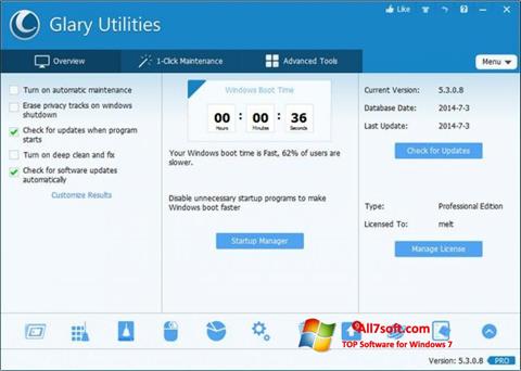 Skærmbillede Glary Utilities Pro Windows 7
