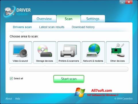 Skærmbillede Carambis Driver Updater Windows 7