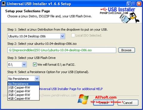 Skærmbillede Universal USB Installer Windows 7