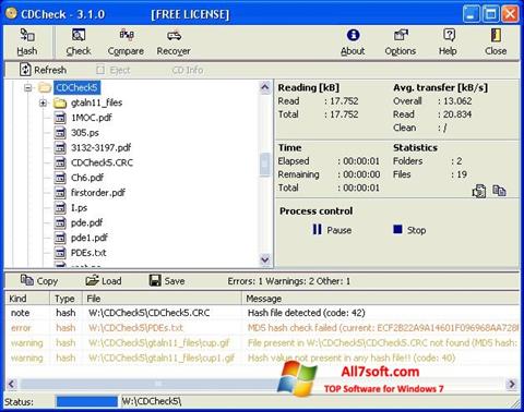 Skærmbillede CDCheck Windows 7