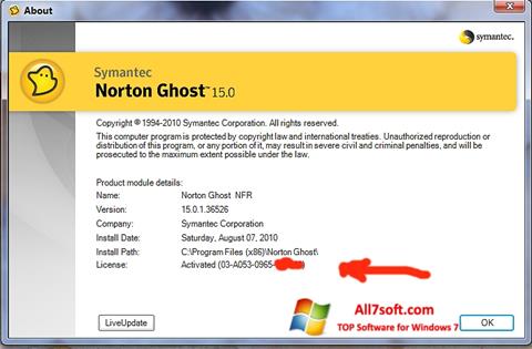 Skærmbillede Norton Ghost Windows 7