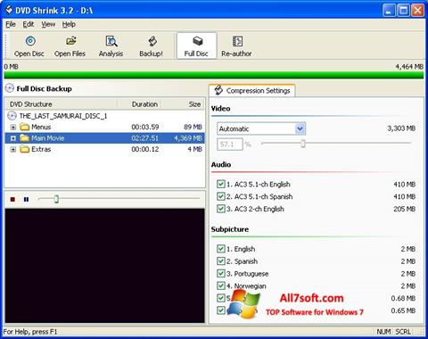 Skærmbillede DVD Shrink Windows 7