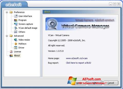 Skærmbillede VCam Windows 7