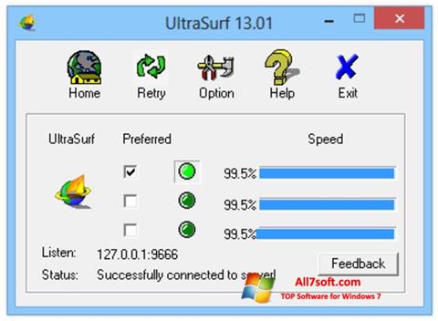 Skærmbillede UltraSurf Windows 7