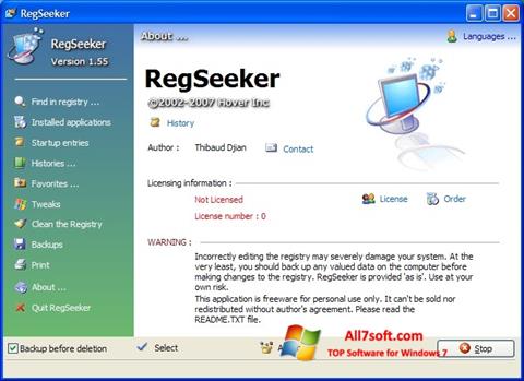 Skærmbillede RegSeeker Windows 7