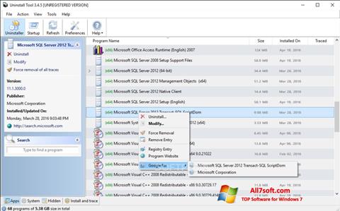 Skærmbillede Uninstall Tool Windows 7