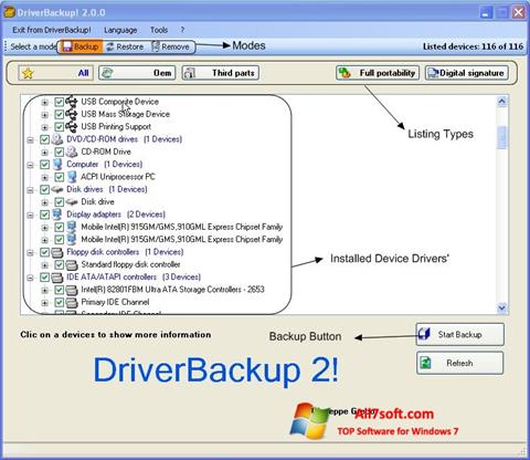 Skærmbillede Driver Backup Windows 7